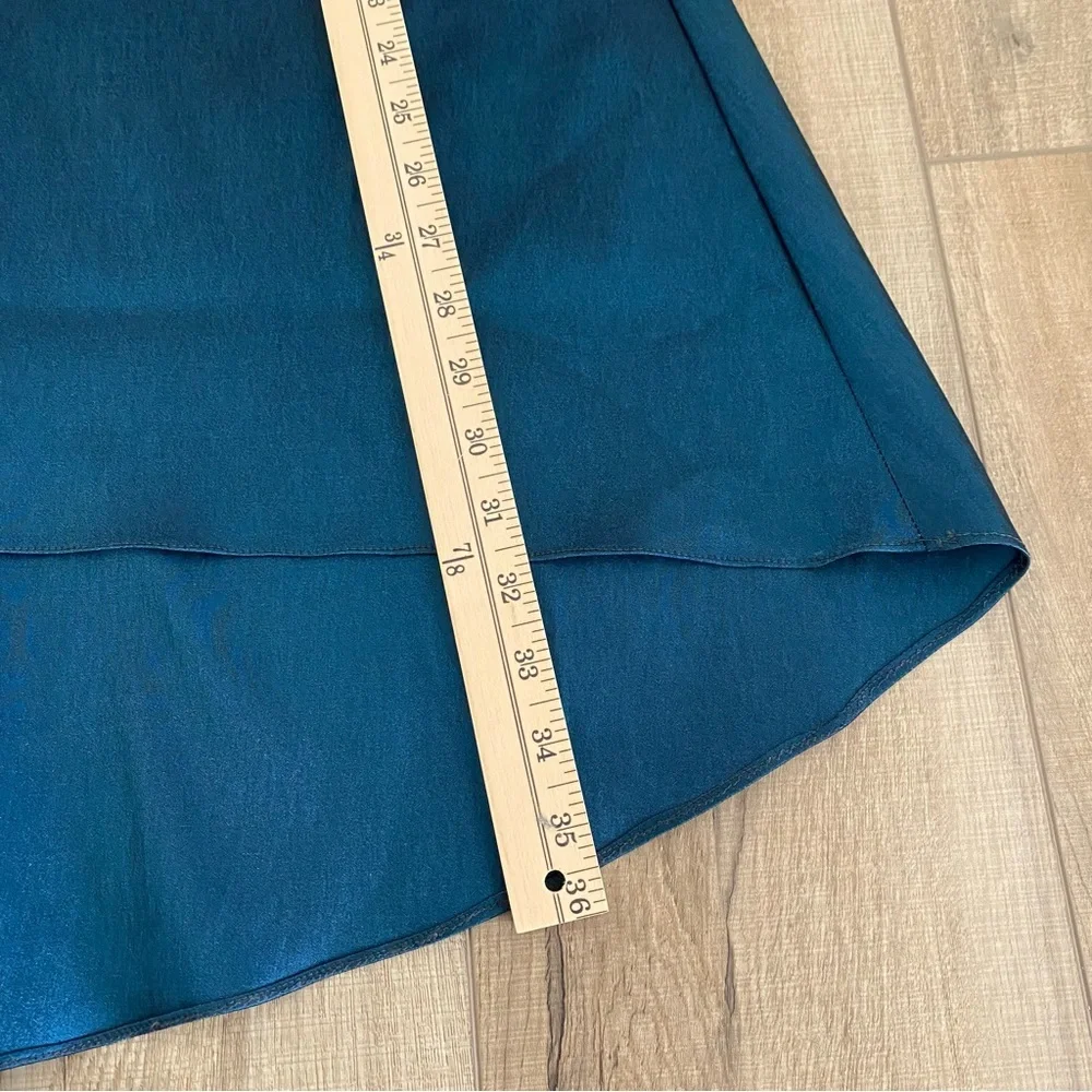 Vintage Tadashi Two-Piece Set Sz 4 Teal Satin Skirt Blouse Wedding Event 90s Y2K - Picture 14 of 16